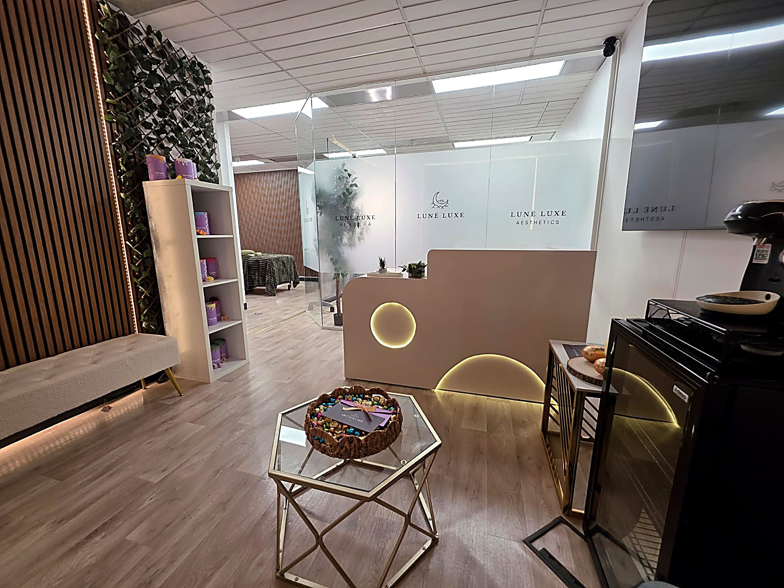 Our Stafford reception with Head Spa and Aesthetics suites
